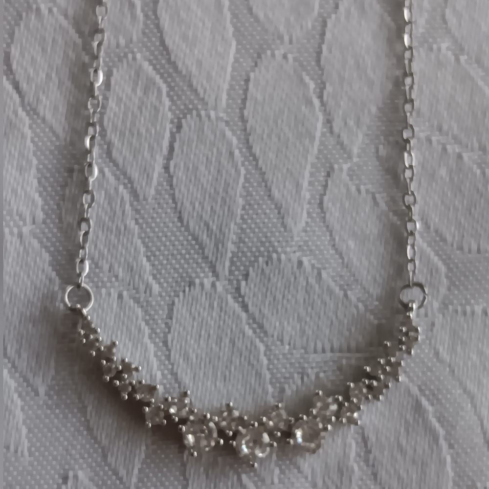 ✨️3 For $15✨️ Elegant Silver Crystal Bar Necklace - Picture 4 of 9